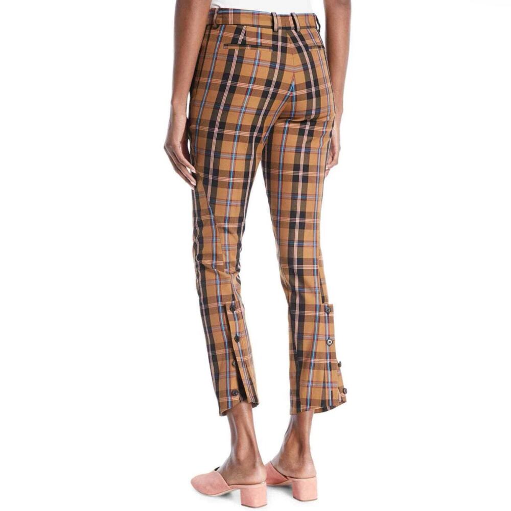 Rokh Printemps Plaid Button Back Pleated Vent Straight Leg Pants 38 M 6